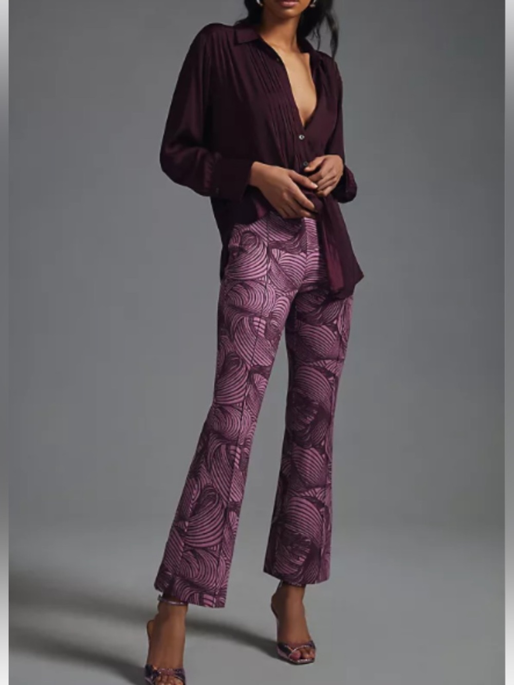 Anthropologie Maeve The Margo Pants Kick Flare Cropped Swirl Women’s Stretch